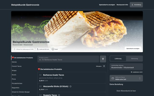 Beispielkunde Gastronomie, Stand vor dem Neubau